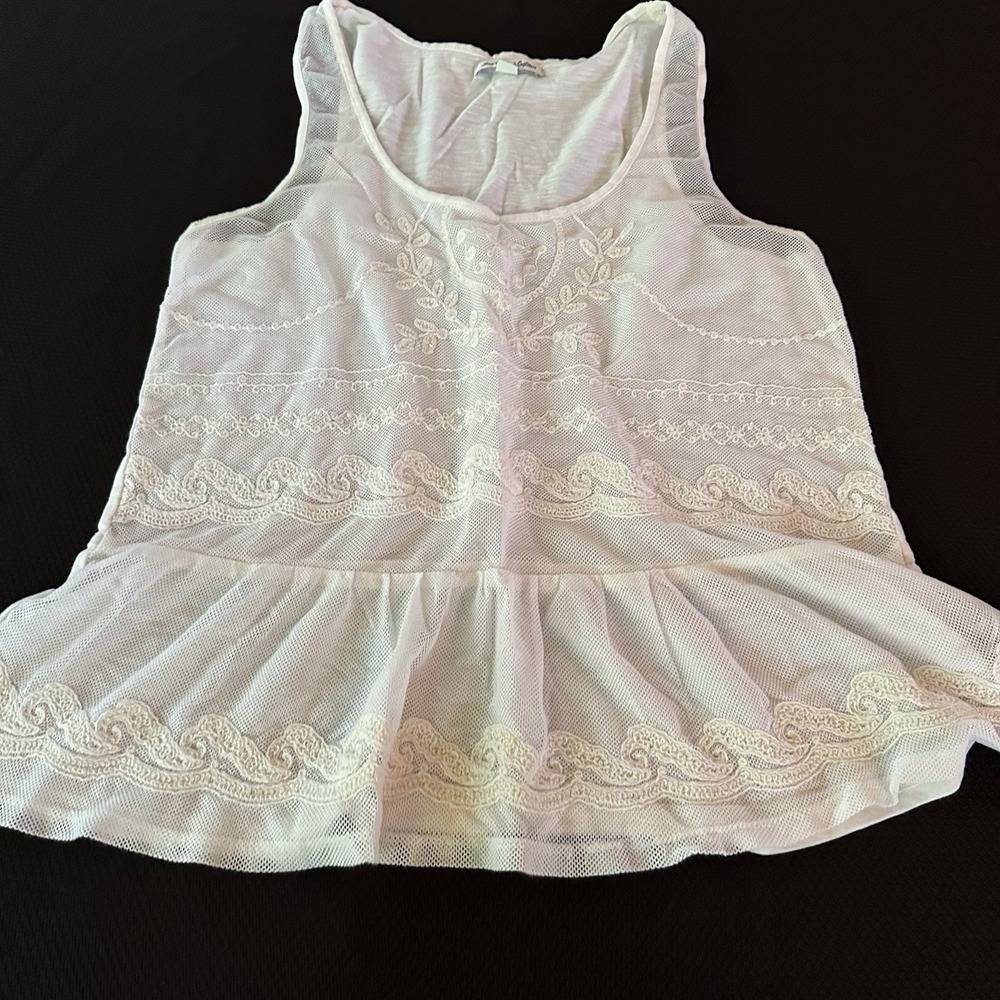 American Eagle Women's White‎ Lace Tank Top Sz Small Flowy Boho Festival